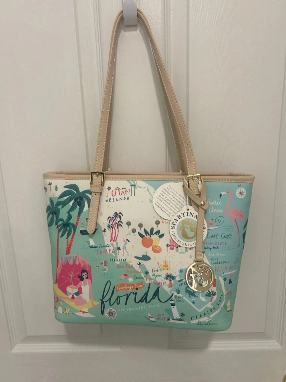 Spartina 449 Florida Map Tote Bag Greetings From Florida Mermaid RETIRED NWT